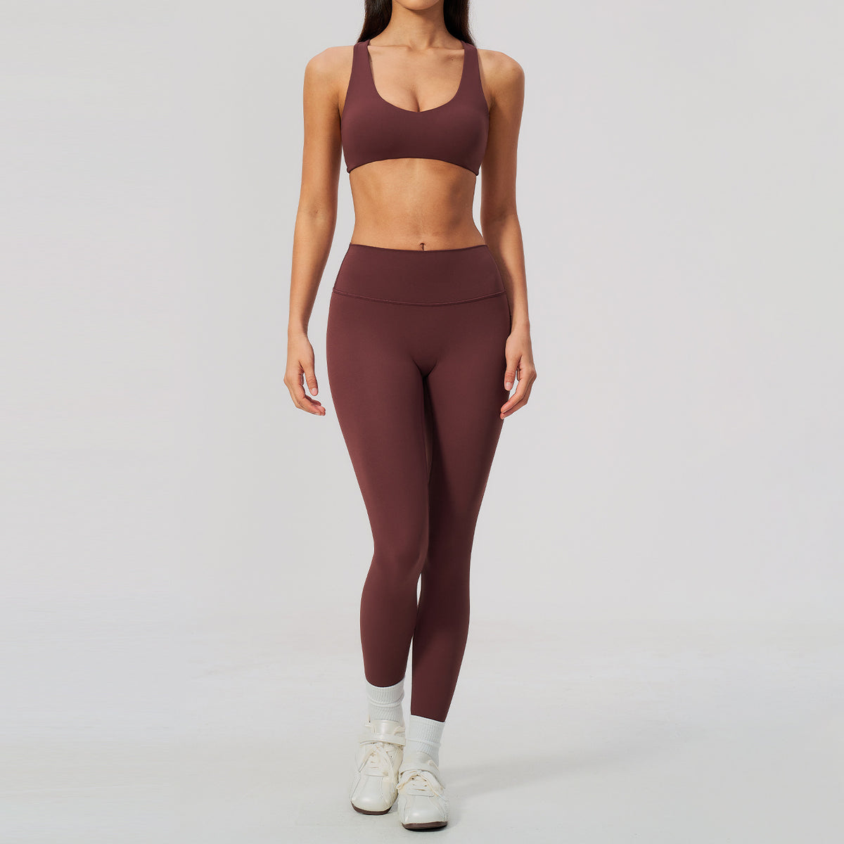 Wholesale Soft-Brushed V-Neck Top & Capri Set | High-Waist Butt-Lifting | fouregg