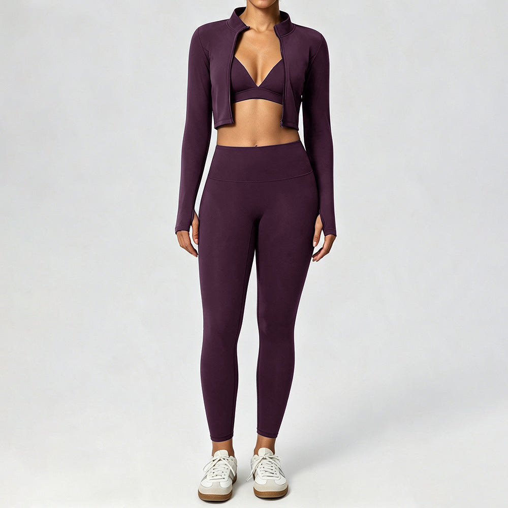 Wholesale Naked-Feel 3-Piece Workout Set | High-Stretch Quick-Dry | fouregg