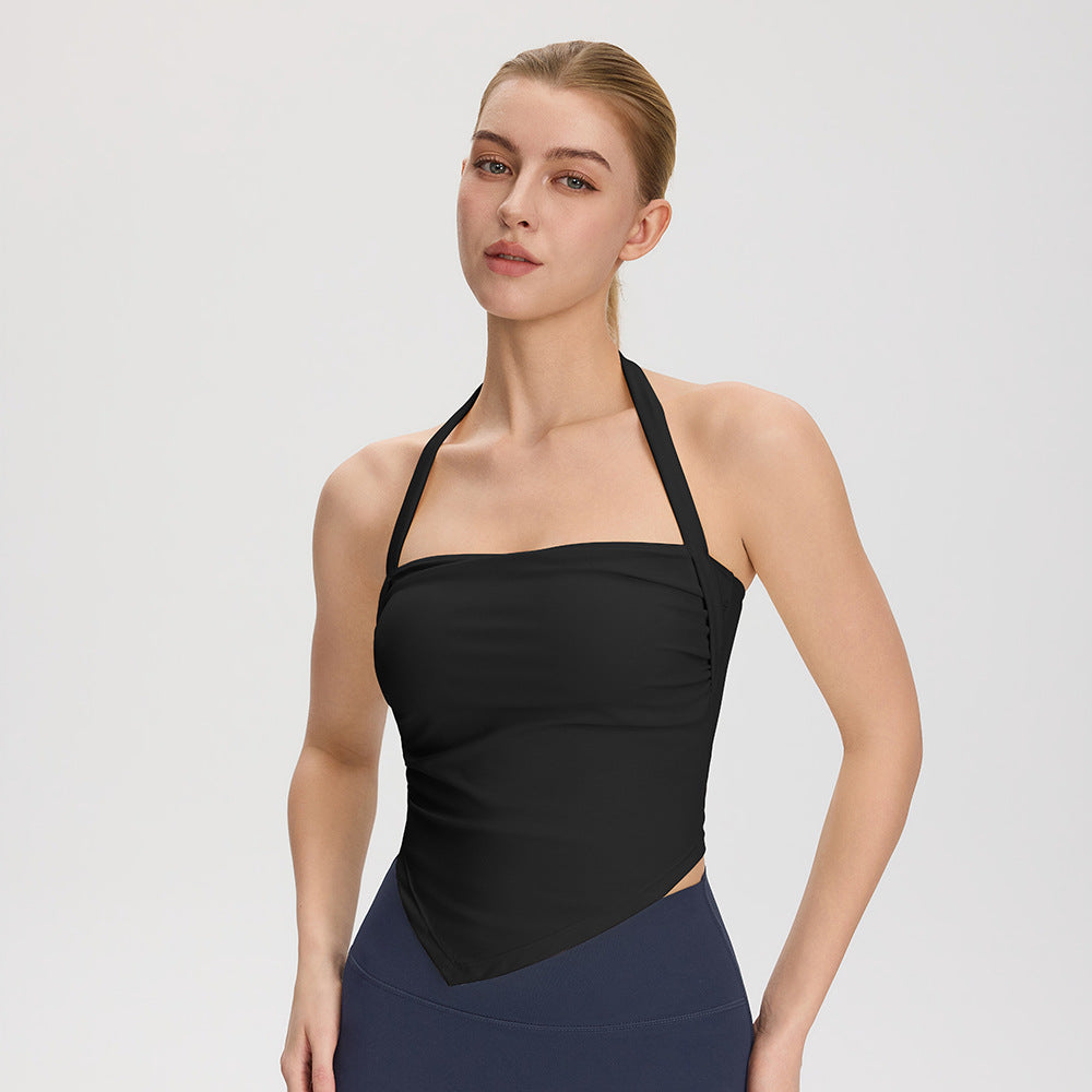 Custom Logo 62104 Halter Bra | Low MOQ Wholesale | Sexy Backless Yoga Top with Pads | fouregg