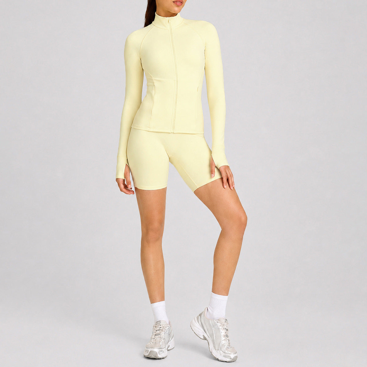 Wholesale Moisture-Wicking Zip Long Sleeve Top & Pants Set | Breathable Workout | fouregg