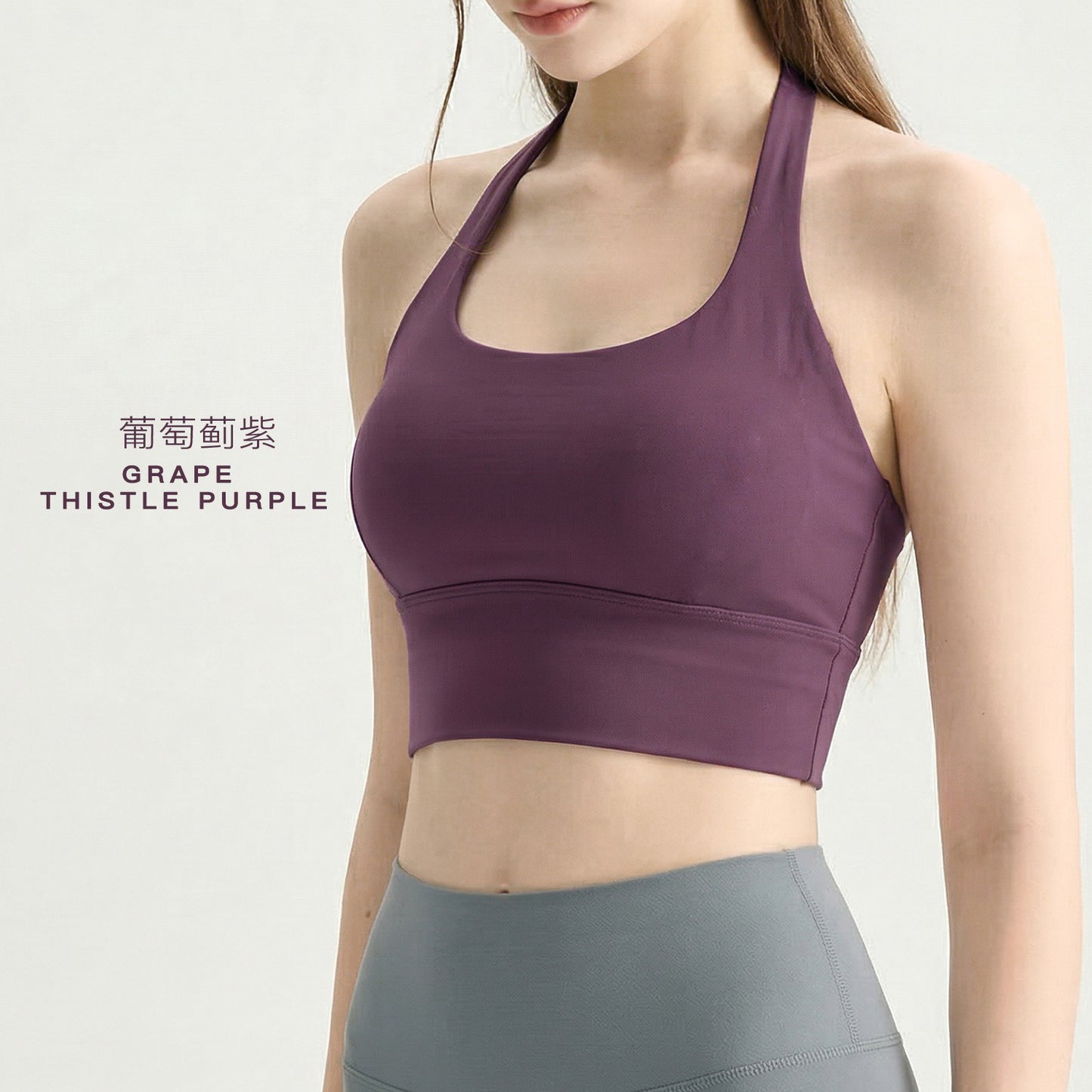 03/2026 Halter neck fitness vest yoga sports bra twisted backless fitness sports bra with fixed cups