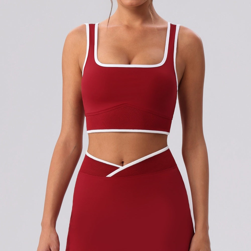 Custom 2026 New Western Style Color-Block Sports Bra | Beautiful Back Design | Wholesale | fouregg