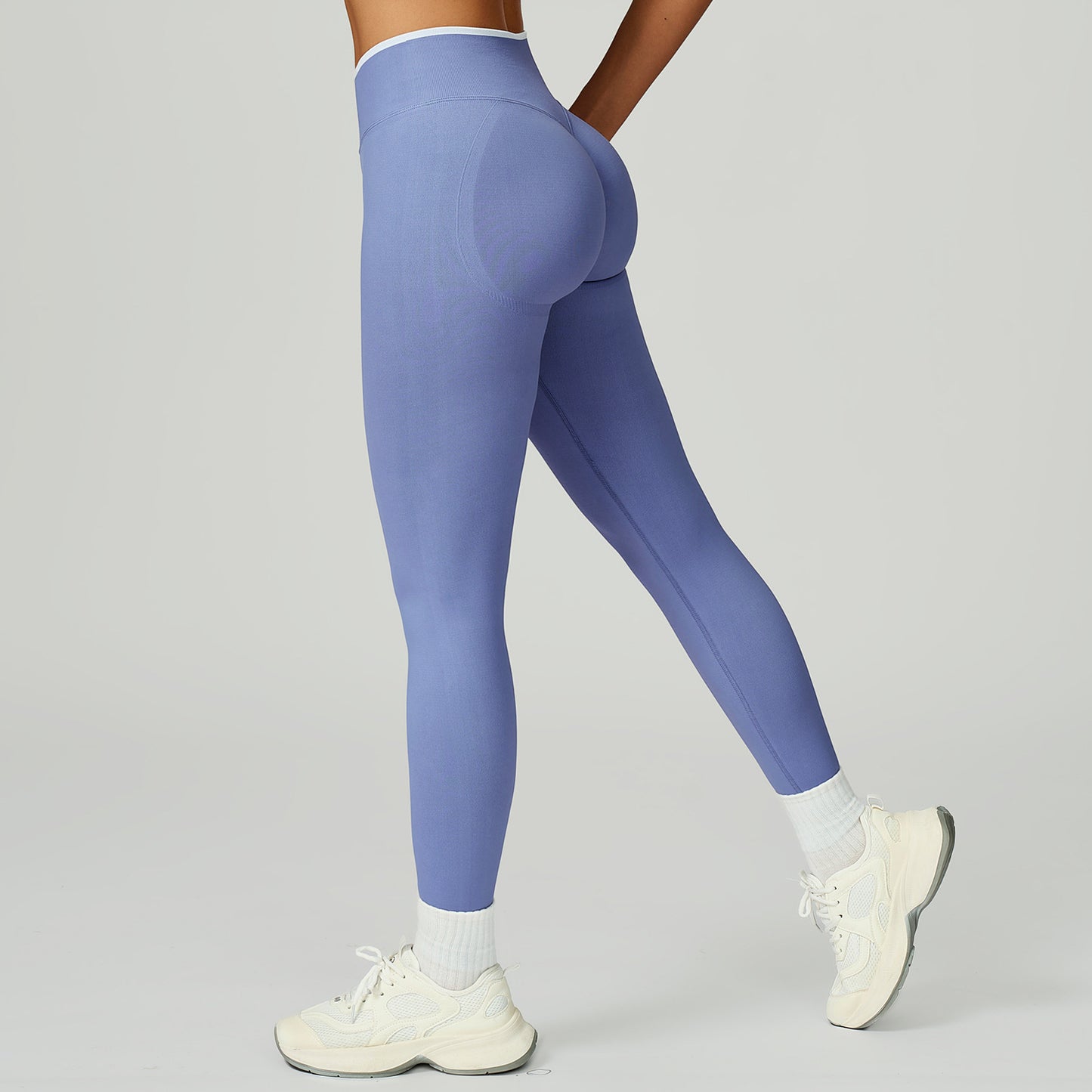 08/2025 Pantalones de yoga sin costuras transfronterizos, bajo en contraste de color, cintura alta, pantalones ajustados, deportivos, para correr y fitness 9245