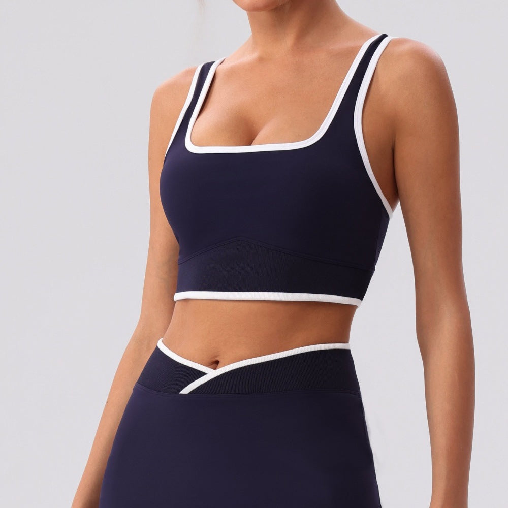 Custom 2026 New Western Style Color-Block Sports Bra | Beautiful Back Design | Wholesale | fouregg