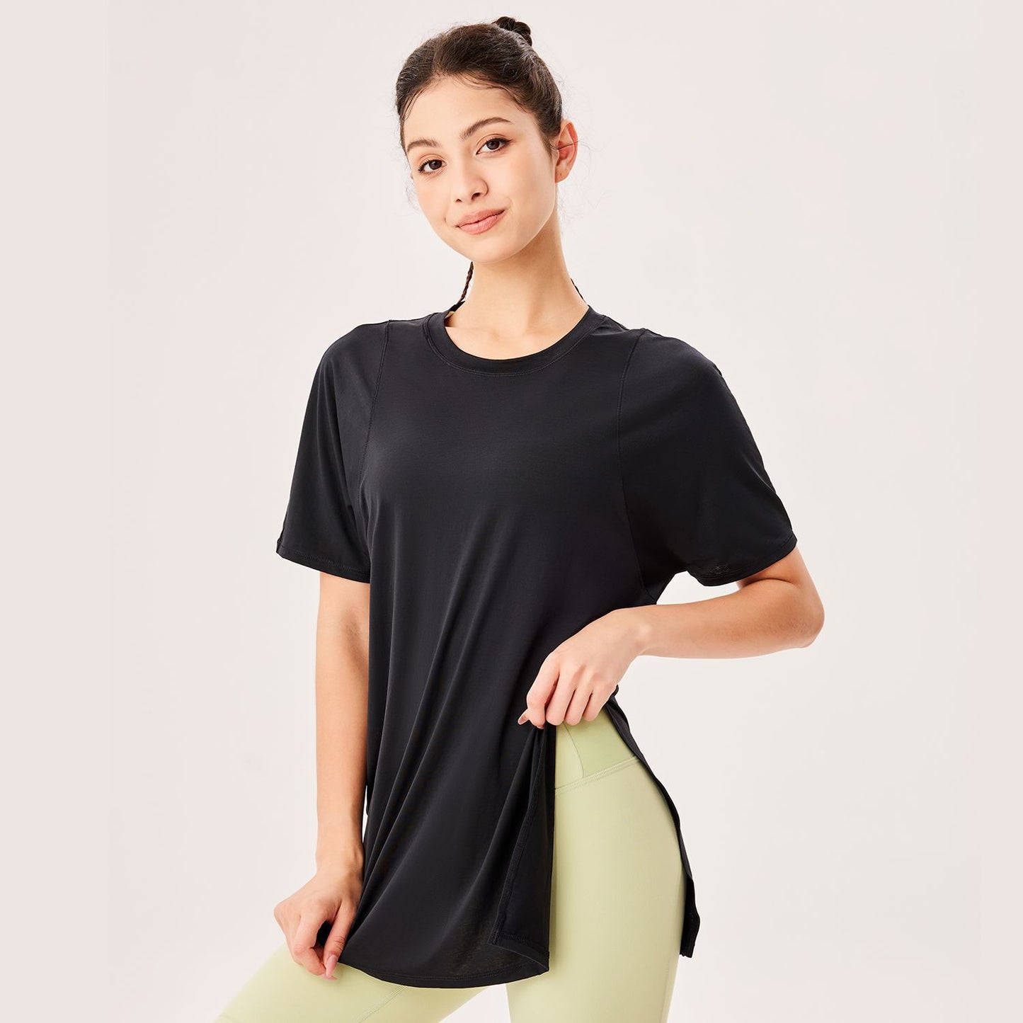 fouregg Plus Size Yoga Top Mesh Patchwork Cropped Gym Tee Bulk Stock Ready to Ship