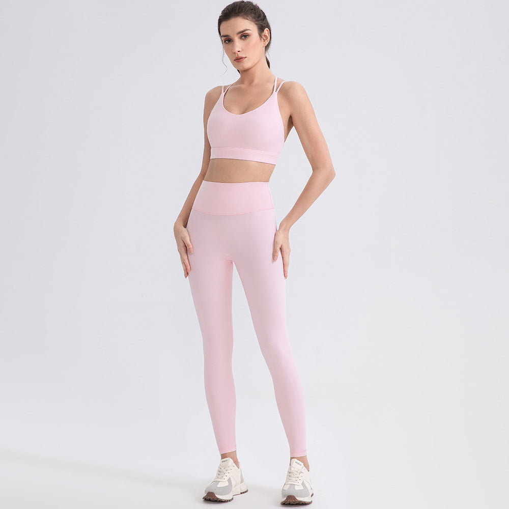 Wholesale Leggings Yoga Set | Bulk High-Shaping Lycra Suede Workout Set | fouregg