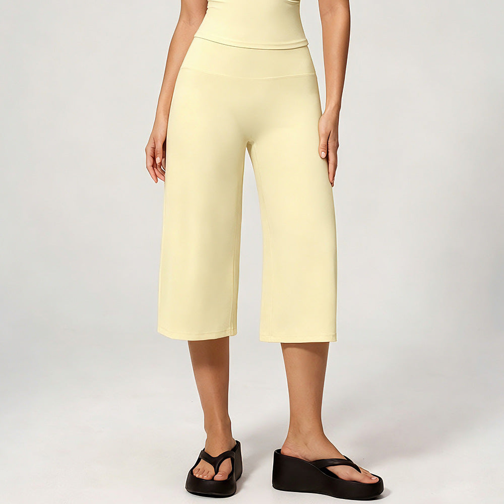 Wholesale Women’s Cropped Wide-Leg Pants | Bulk High-Waist Running & Pilates Workout Trousers | fouregg