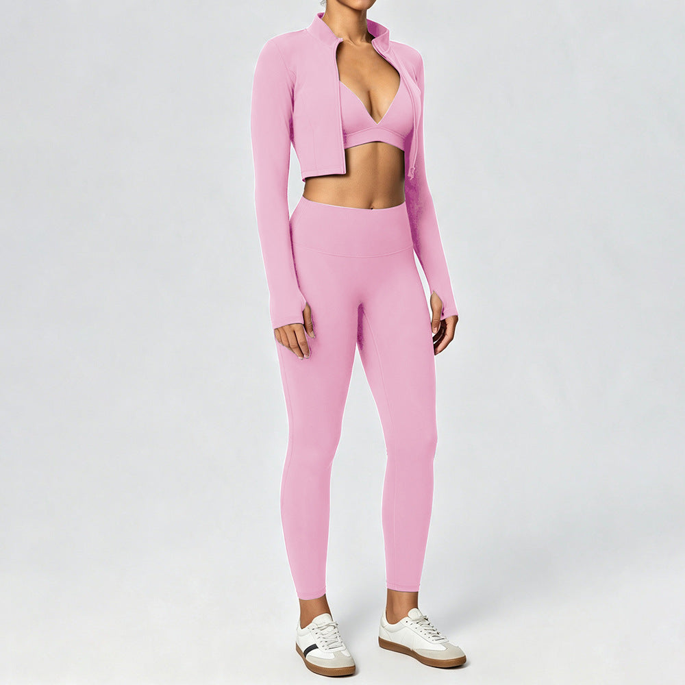 Wholesale Naked-Feel 3-Piece Workout Set | High-Stretch Quick-Dry | fouregg