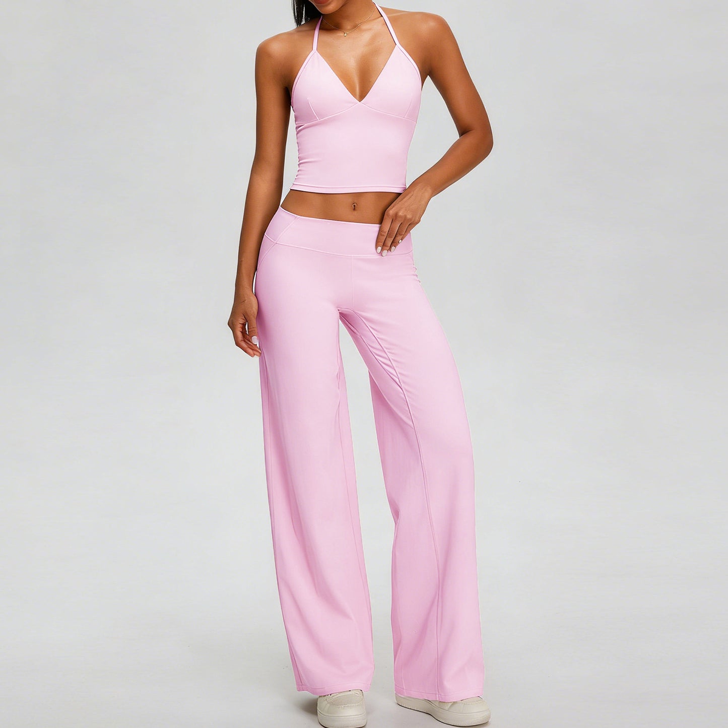 Wholesale Naked-Feel Yoga Set | Solid Color Sexy Open-Back Suit | fouregg