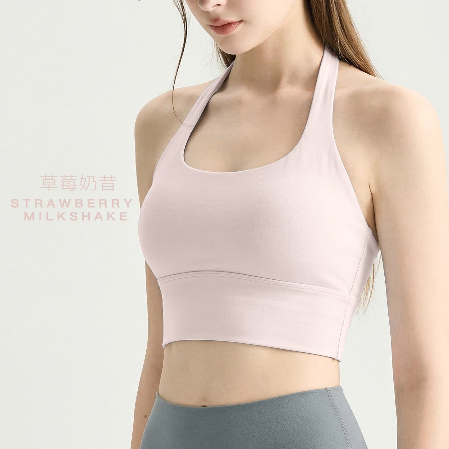 03/2026 Halter neck fitness vest yoga sports bra twisted backless fitness sports bra with fixed cups