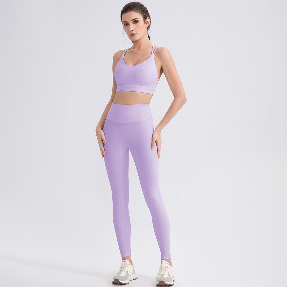 Wholesale Leggings Yoga Set | Bulk High-Shaping Lycra Suede Workout Set | fouregg