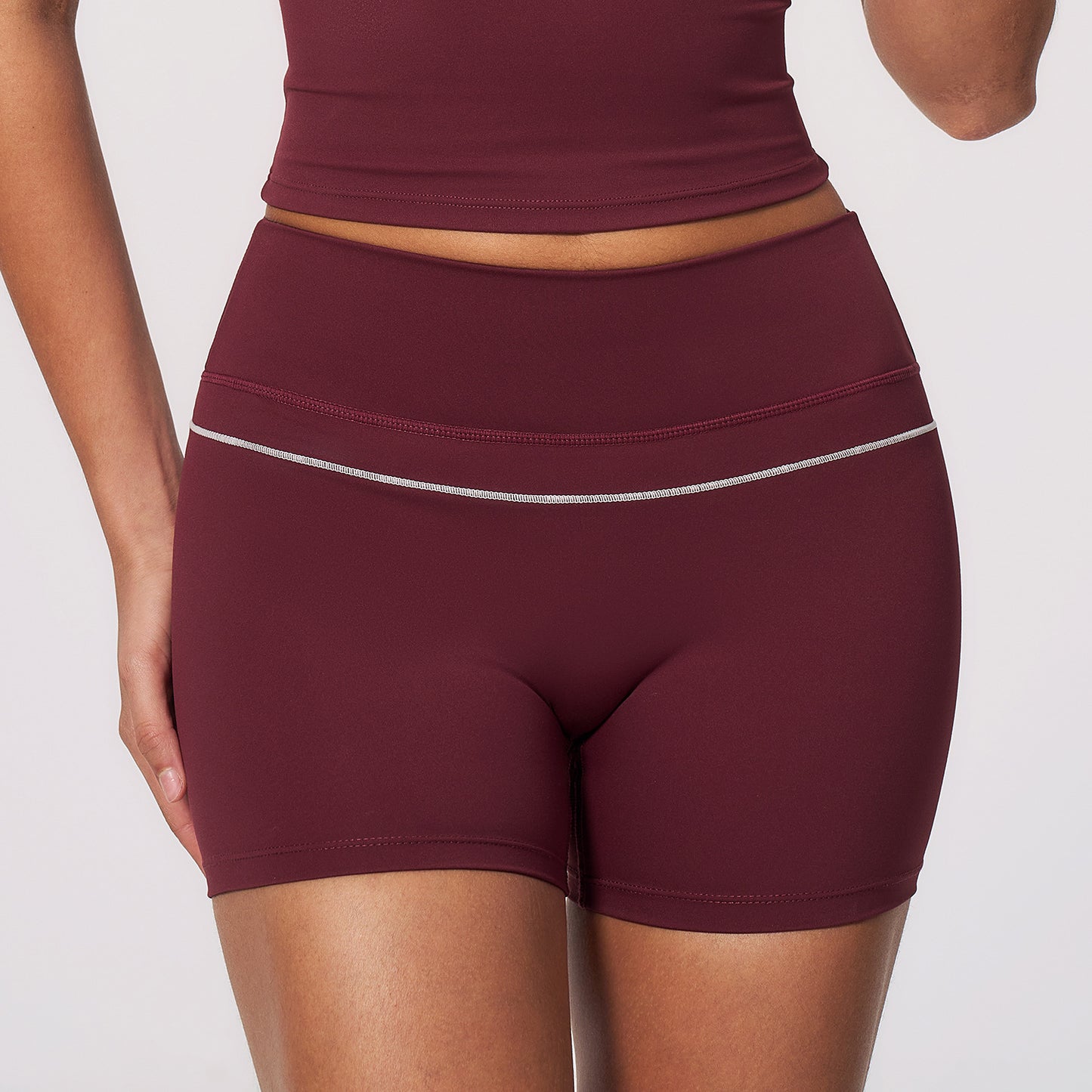 Wholesale 2026 Contrast High-Waist Yoga Shorts | Tummy-Control Shorts 9615 | fouregg