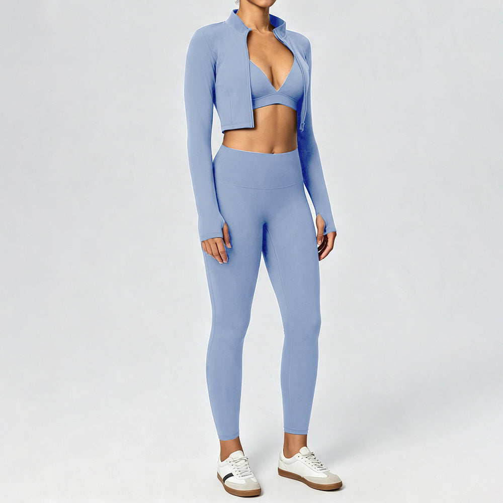 Wholesale Naked-Feel 3-Piece Workout Set | High-Stretch Quick-Dry | fouregg