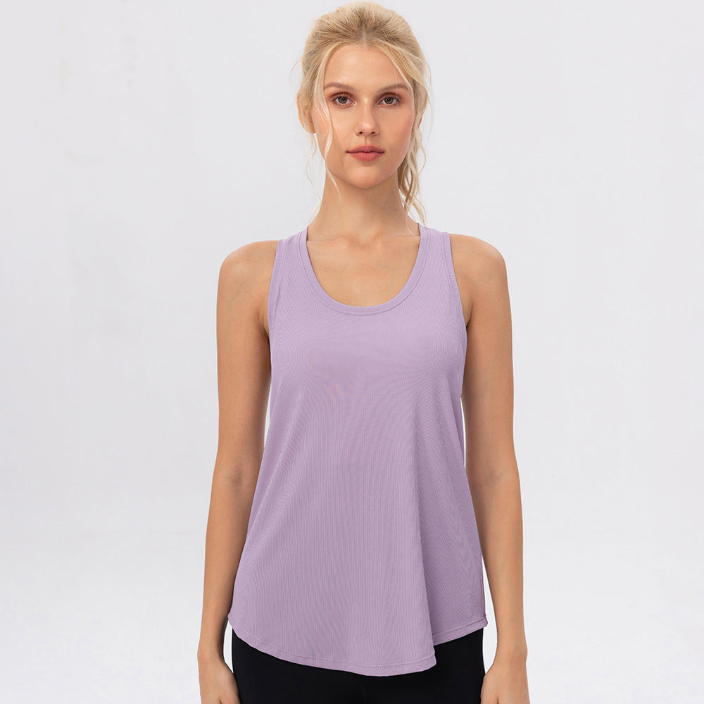 Women's Summer Cool Feeling Yoga Vest Breathable High Elastic Fitness Sleeveless Top Running Loose Sports Blouse 12131