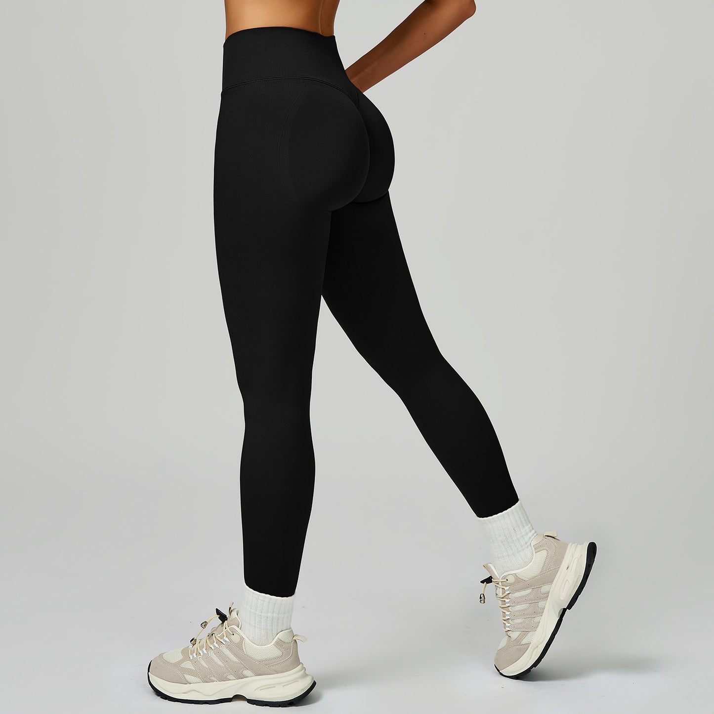 08/2025 Pantalones de yoga sin costuras transfronterizos, bajo en contraste de color, cintura alta, pantalones ajustados, deportivos, para correr y fitness 9245