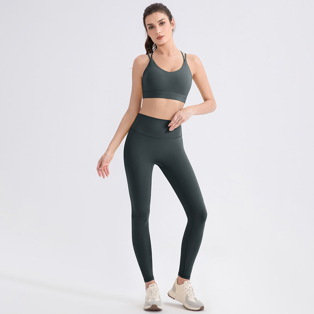 Wholesale Leggings Yoga Set | Bulk High-Shaping Lycra Suede Workout Set | fouregg