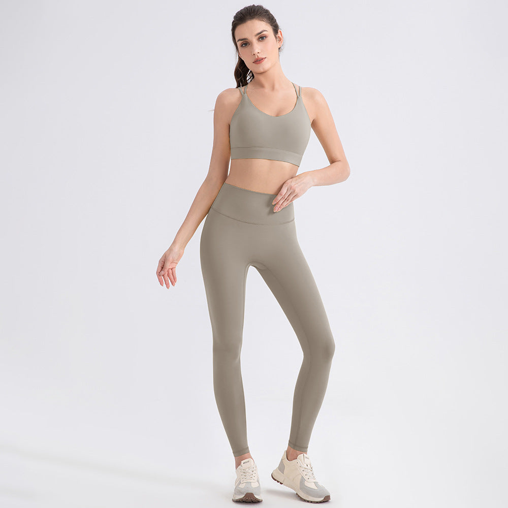 Wholesale Leggings Yoga Set | Bulk High-Shaping Lycra Suede Workout Set | fouregg