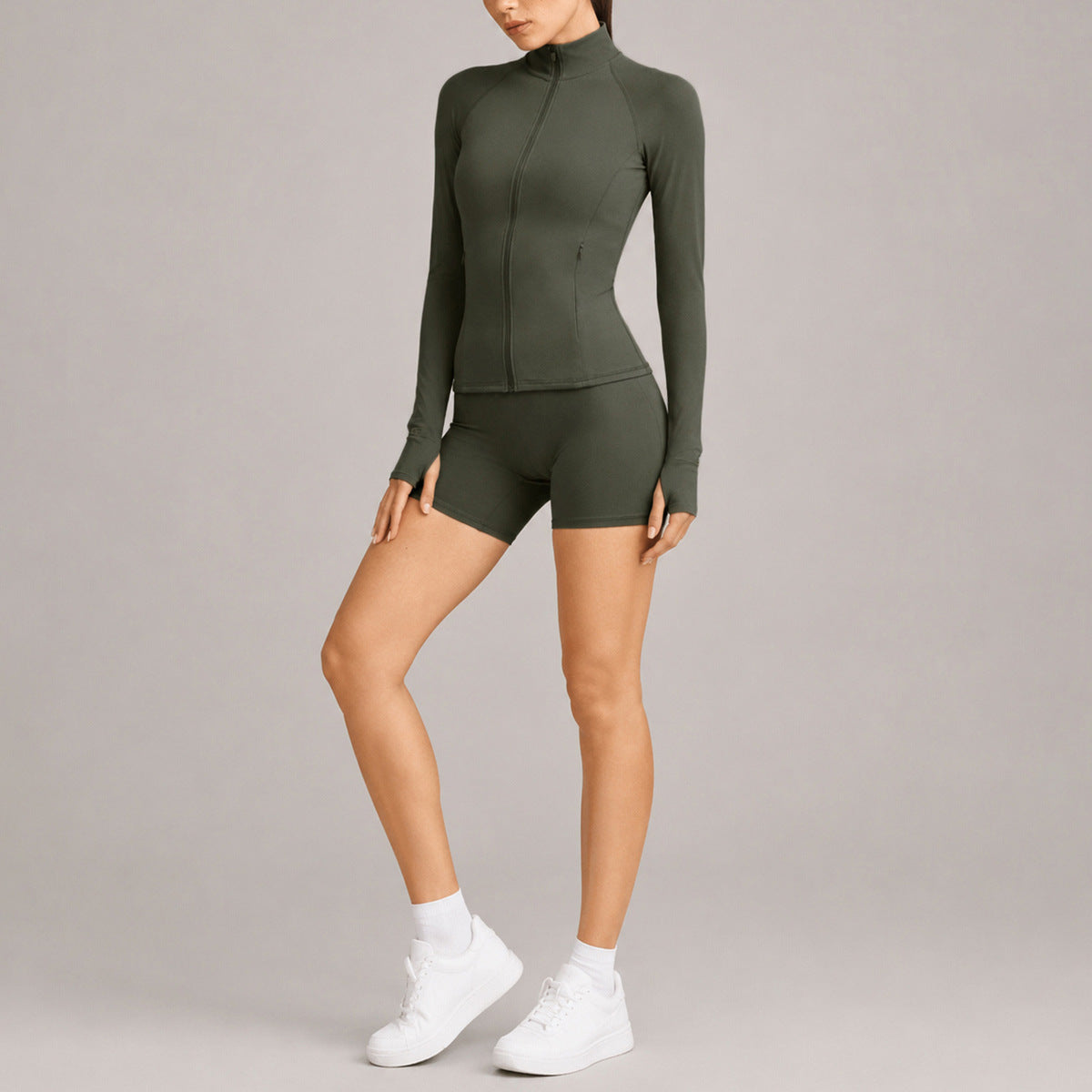 Wholesale Moisture-Wicking Zip Long Sleeve Top & Pants Set | Breathable Workout | fouregg