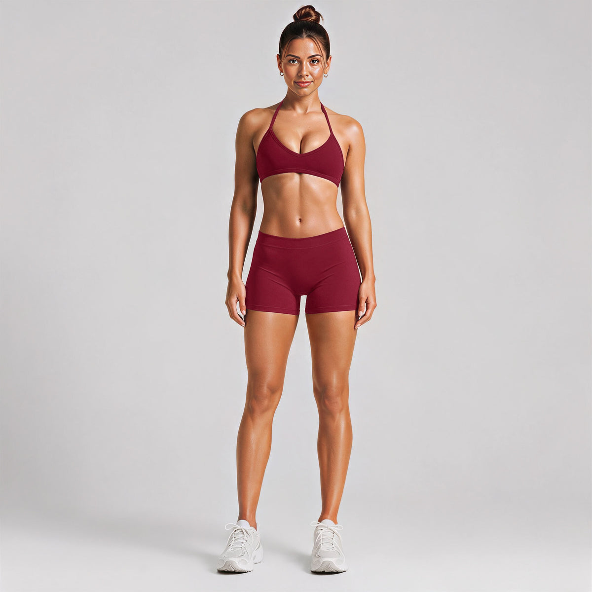 Wholesale Halter Sports Bra Shorts Yoga Set | Women's Fitness Activewear Set | fouregg
