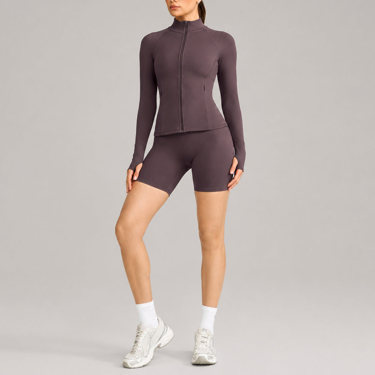 Wholesale Moisture-Wicking Zip Long Sleeve Top & Pants Set | Breathable Workout | fouregg