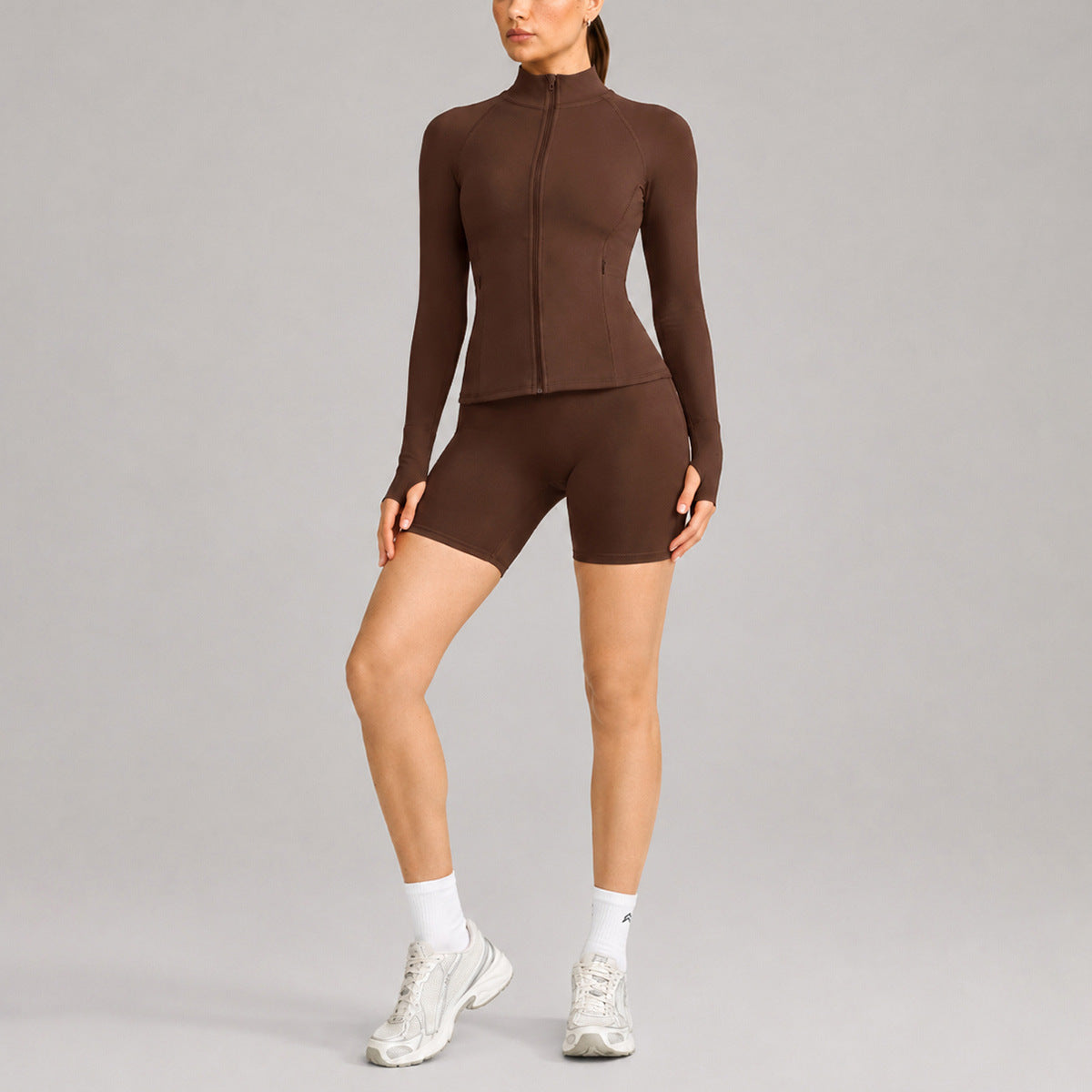 Wholesale Moisture-Wicking Zip Long Sleeve Top & Pants Set | Breathable Workout | fouregg