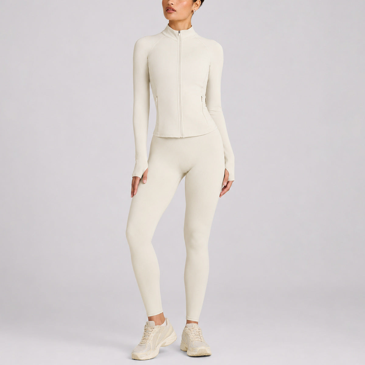 Wholesale Moisture-Wicking Zip Long Sleeve Top & Pants Set | Breathable Workout | fouregg