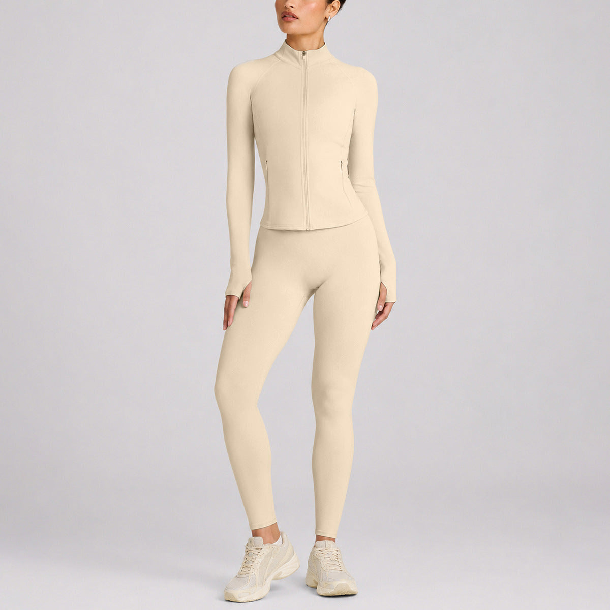 Wholesale Moisture-Wicking Zip Long Sleeve Top & Pants Set | Breathable Workout | fouregg