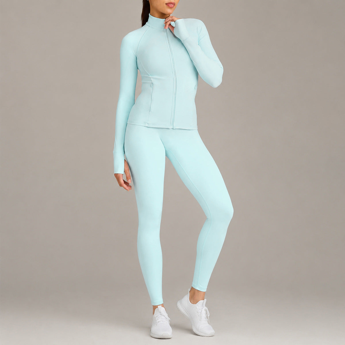 Wholesale Moisture-Wicking Zip Long Sleeve Top & Pants Set | Breathable Workout | fouregg