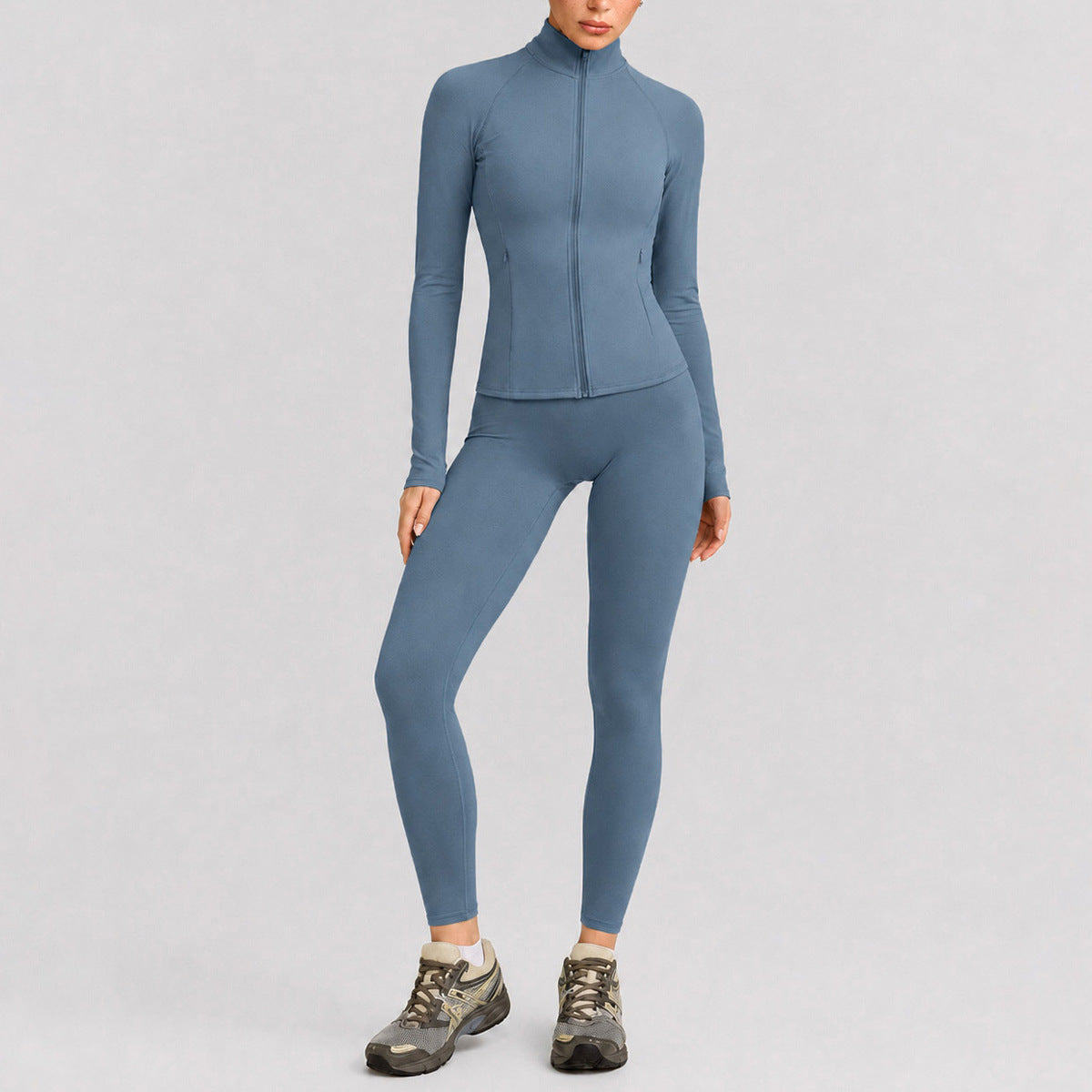 Wholesale Moisture-Wicking Zip Long Sleeve Top & Pants Set | Breathable Workout | fouregg