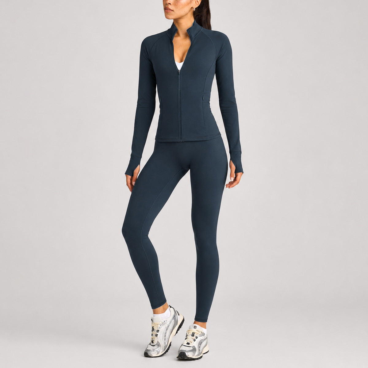 Wholesale Moisture-Wicking Zip Long Sleeve Top & Pants Set | Breathable Workout | fouregg