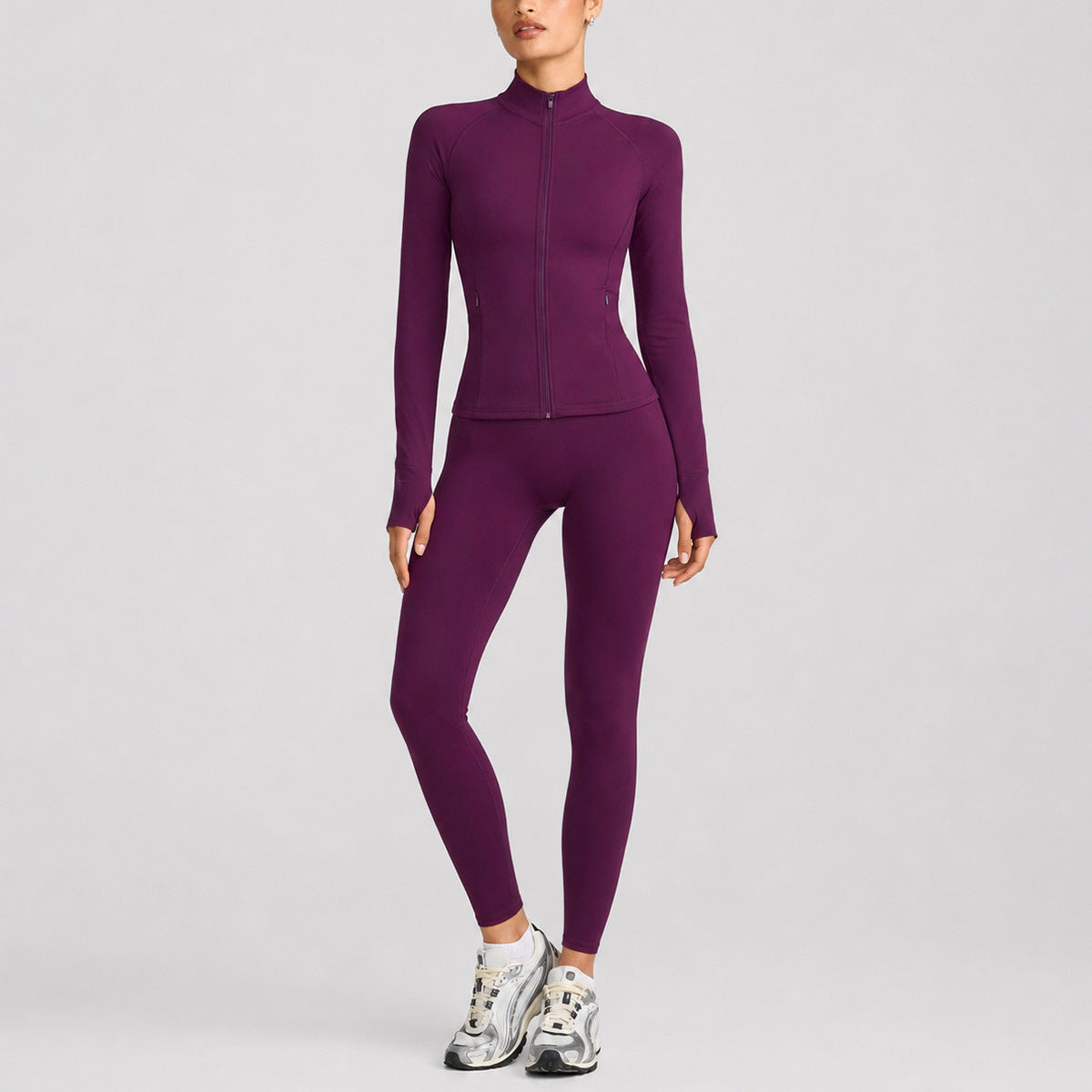 Wholesale Moisture-Wicking Zip Long Sleeve Top & Pants Set | Breathable Workout | fouregg