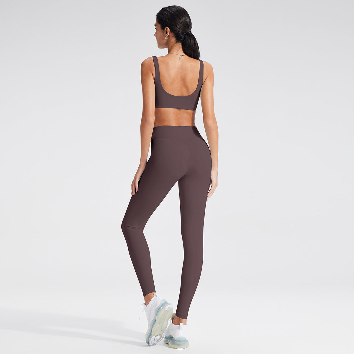 Wholesale U-Neck Deep V Open-Back Yoga Bra & Tank Set | bulk| fouregg