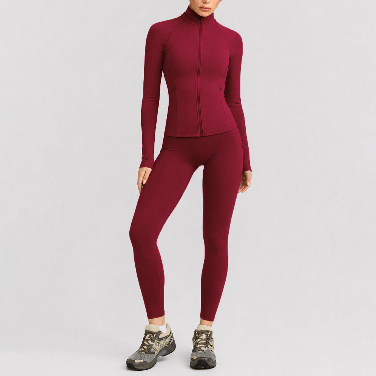 Wholesale Moisture-Wicking Zip Long Sleeve Top & Pants Set | Breathable Workout | fouregg