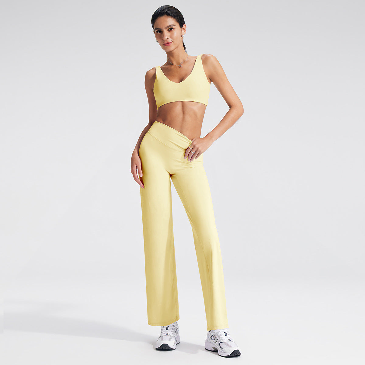 Wholesale U-Neck Deep V Open-Back Yoga Bra & Tank Set | bulk| fouregg