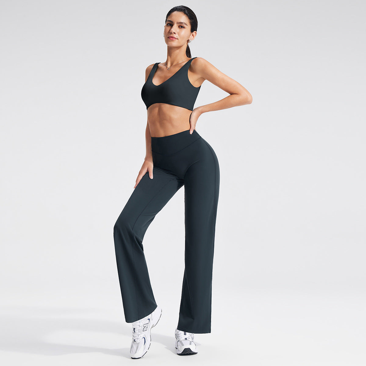 Wholesale U-Neck Deep V Open-Back Yoga Bra & Tank Set | bulk| fouregg