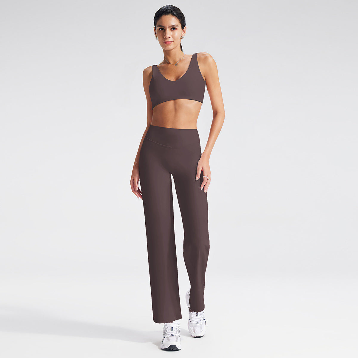 Wholesale U-Neck Deep V Open-Back Yoga Bra & Tank Set | bulk| fouregg