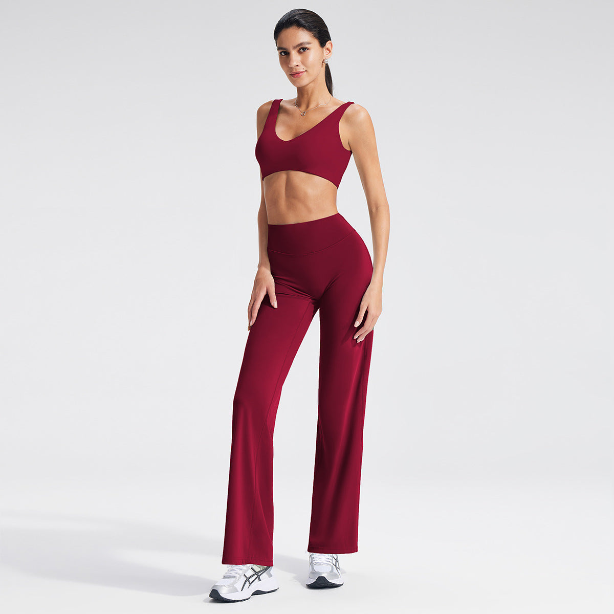 Wholesale U-Neck Deep V Open-Back Yoga Bra & Tank Set | bulk| fouregg