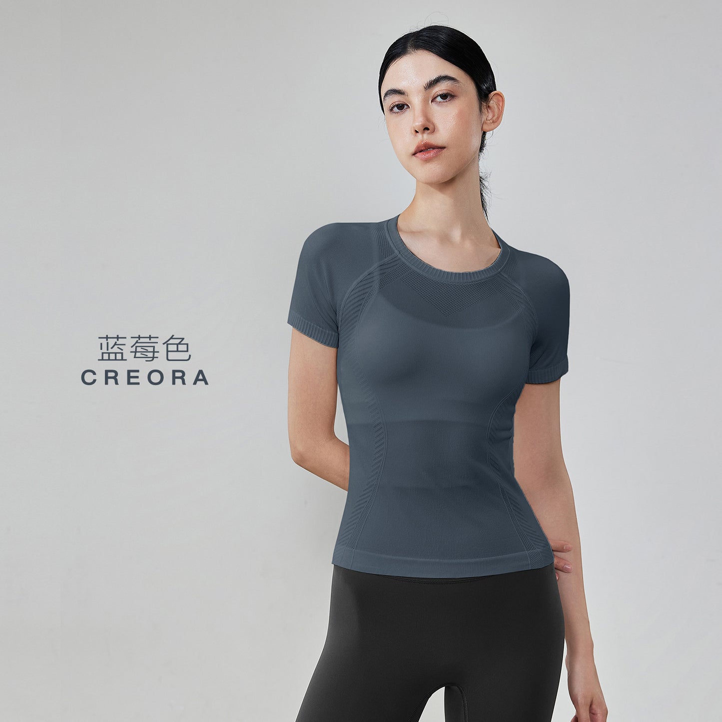 06/2025 Camiseta de yoga entallada de brocado completo para mujer, top deportivo transpirable de verano de manga corta para correr y fitness, ropa de yoga sin costuras absorbente del sudor