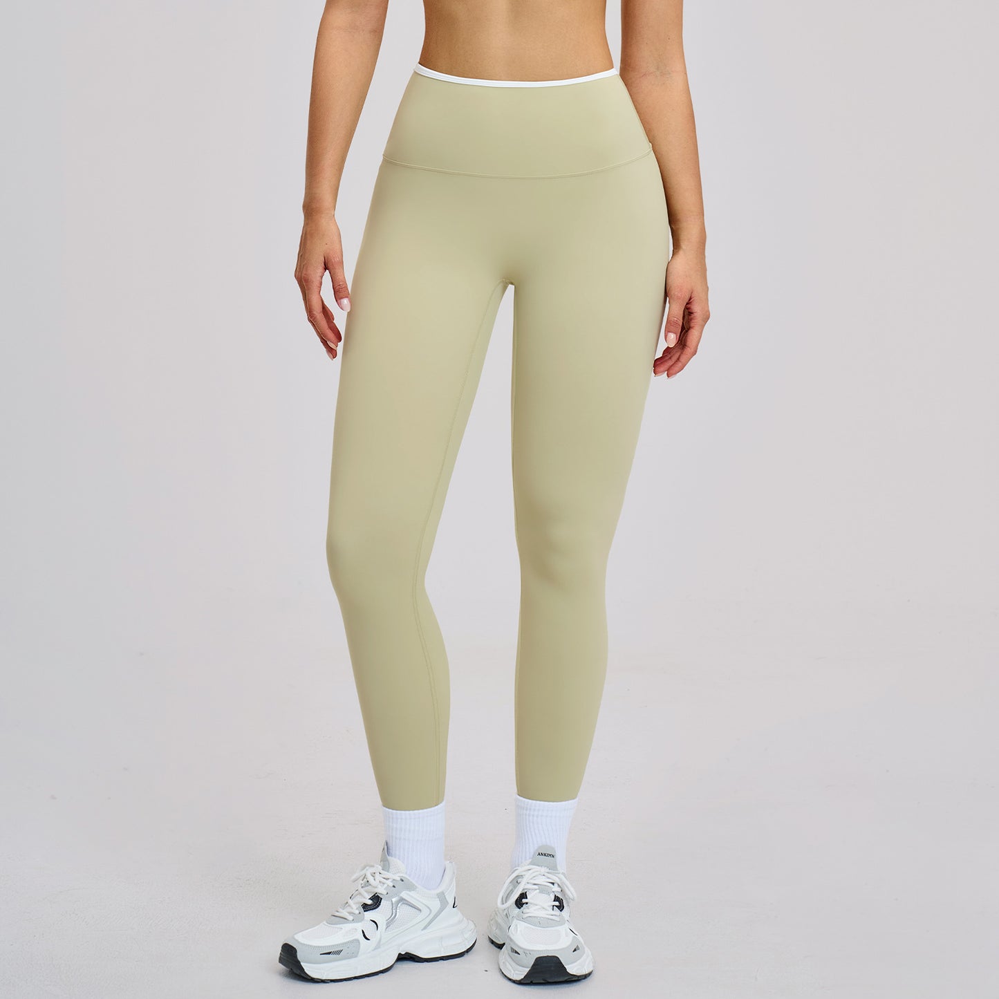 06/2025 Pantalones de yoga de cintura alta, color de contraste, de secado rápido, deportivos, para correr, fitness, leggings 9238