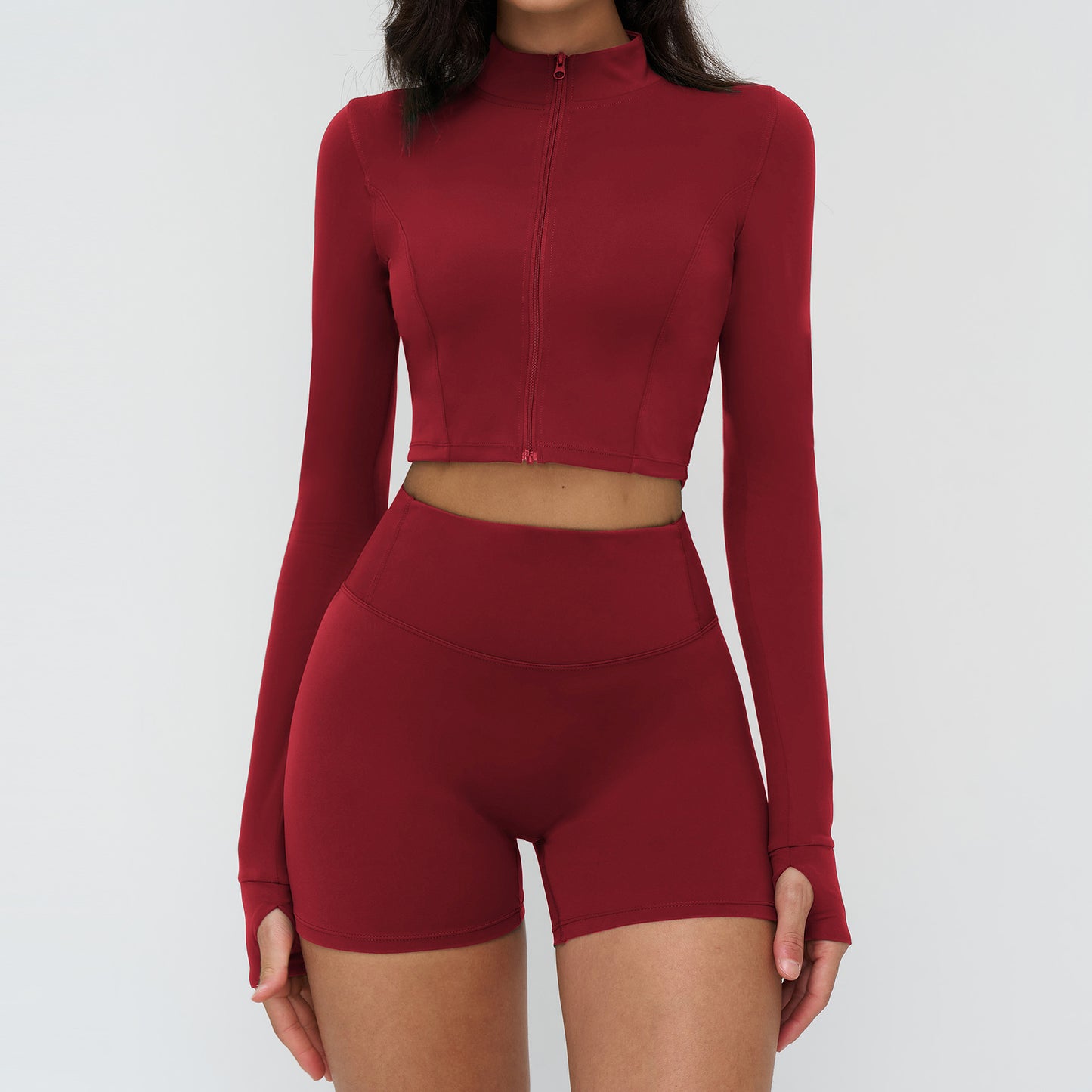 06/2024 Zipper outdoor running sports yoga jacket slim fitness long sleeve jacket girls quick-drying yoga clothes 8047