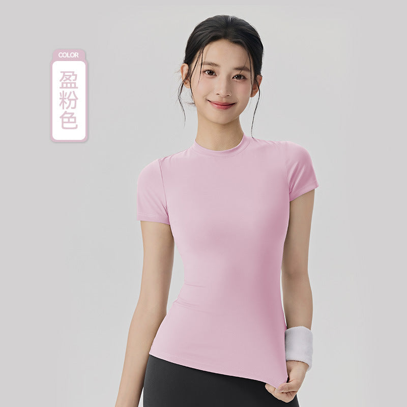 07/205 Top deportivo de yoga de manga corta, ajustado, adelgazante, para mujer, para fitness, para exteriores, pilates, correr y entrenar, primavera/verano