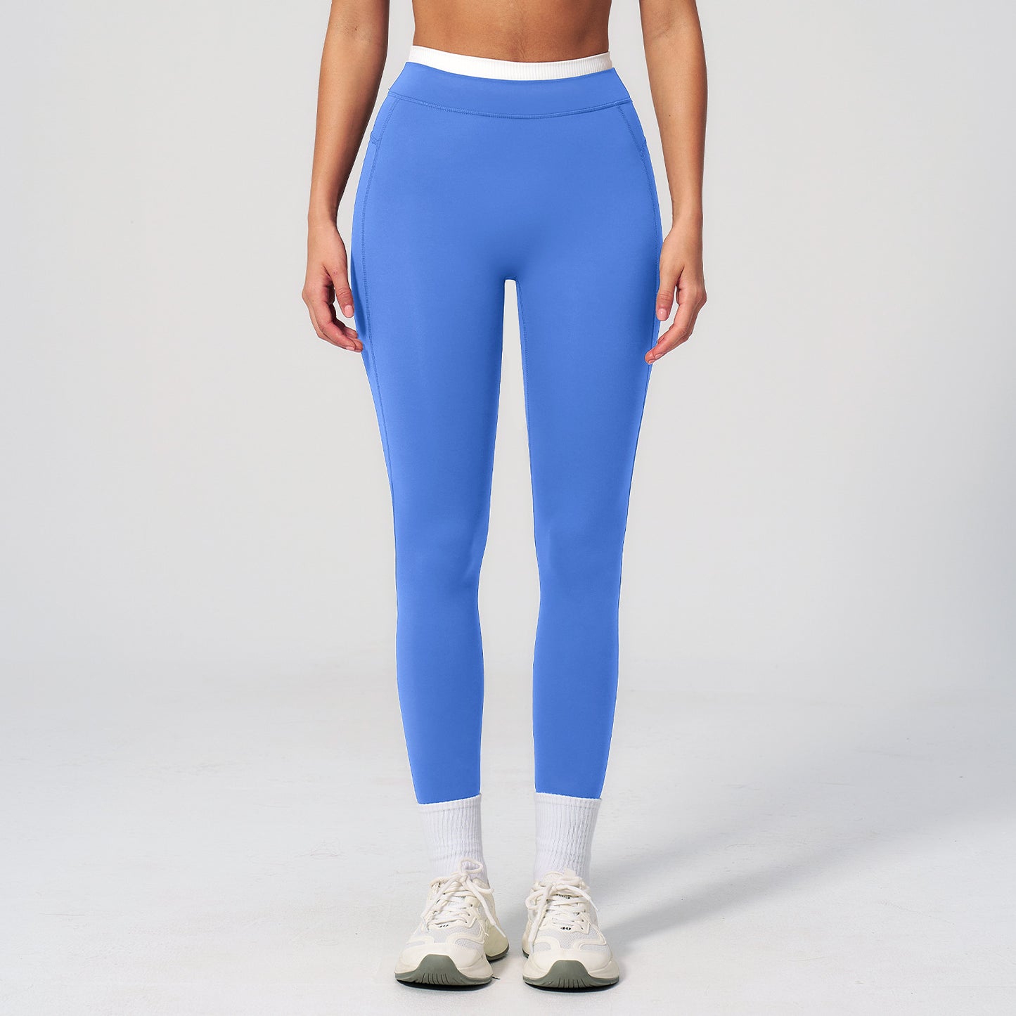10/2025 Yoga long pants, ribbed high-waisted color-blocked tight-fitting long pants, women's sports running fitness wear 3129