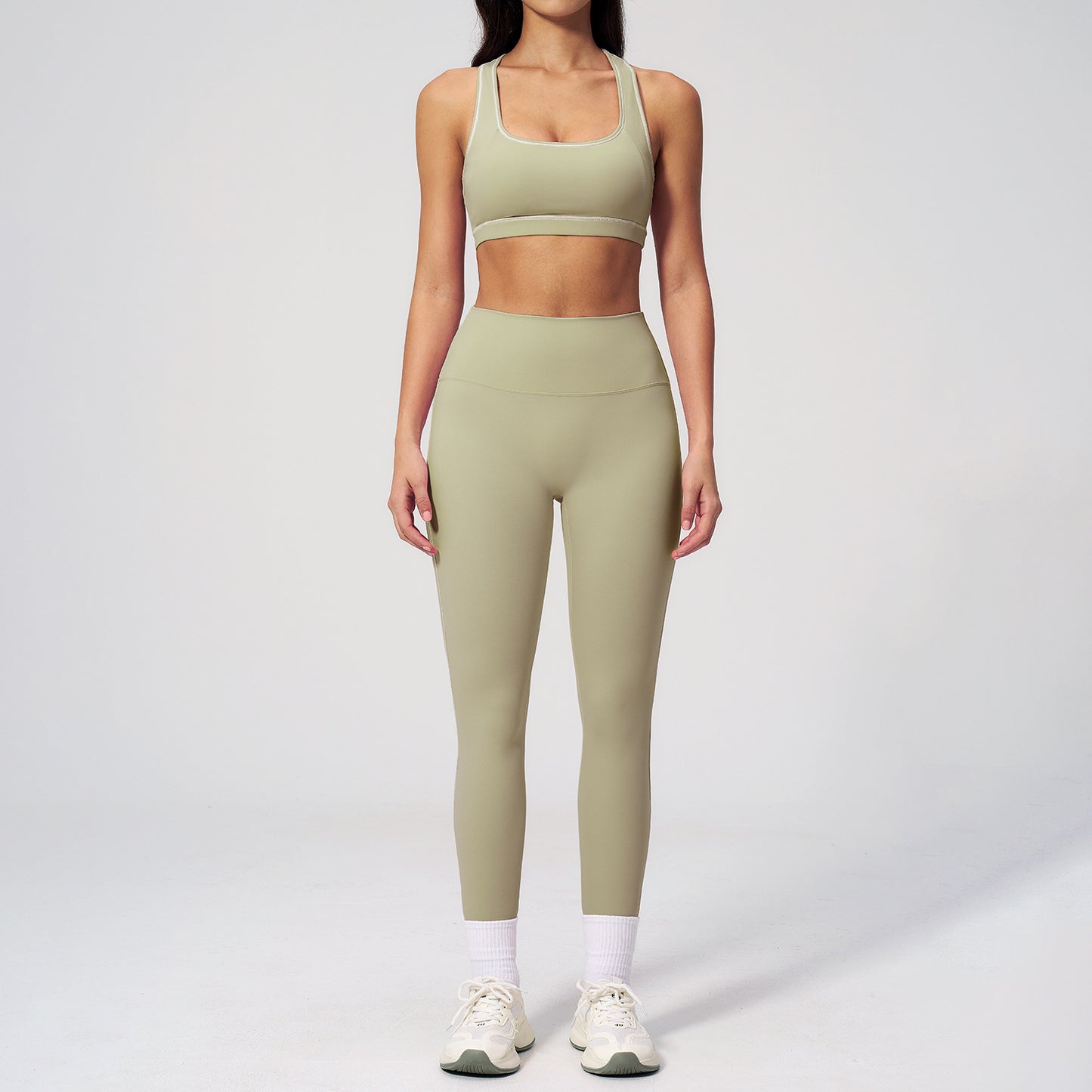 08/2025 Contrast color sanded yoga suit zipper slim yoga fitness clothes casual running sports three-piece suit 2036