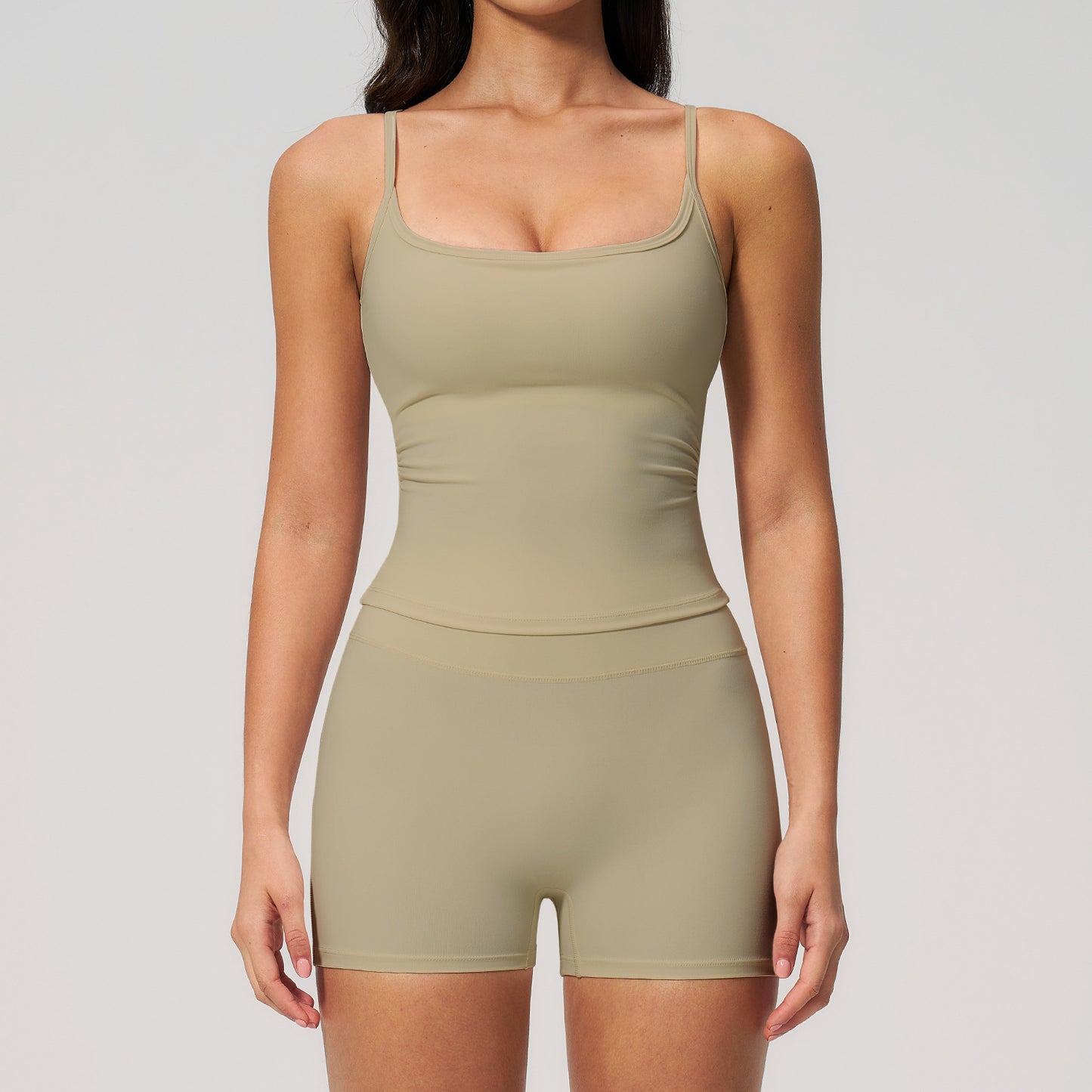 Wholesale Brushed Yoga Set | Butt-Lift Shorts & Tank Outfit 5555 | fouregg