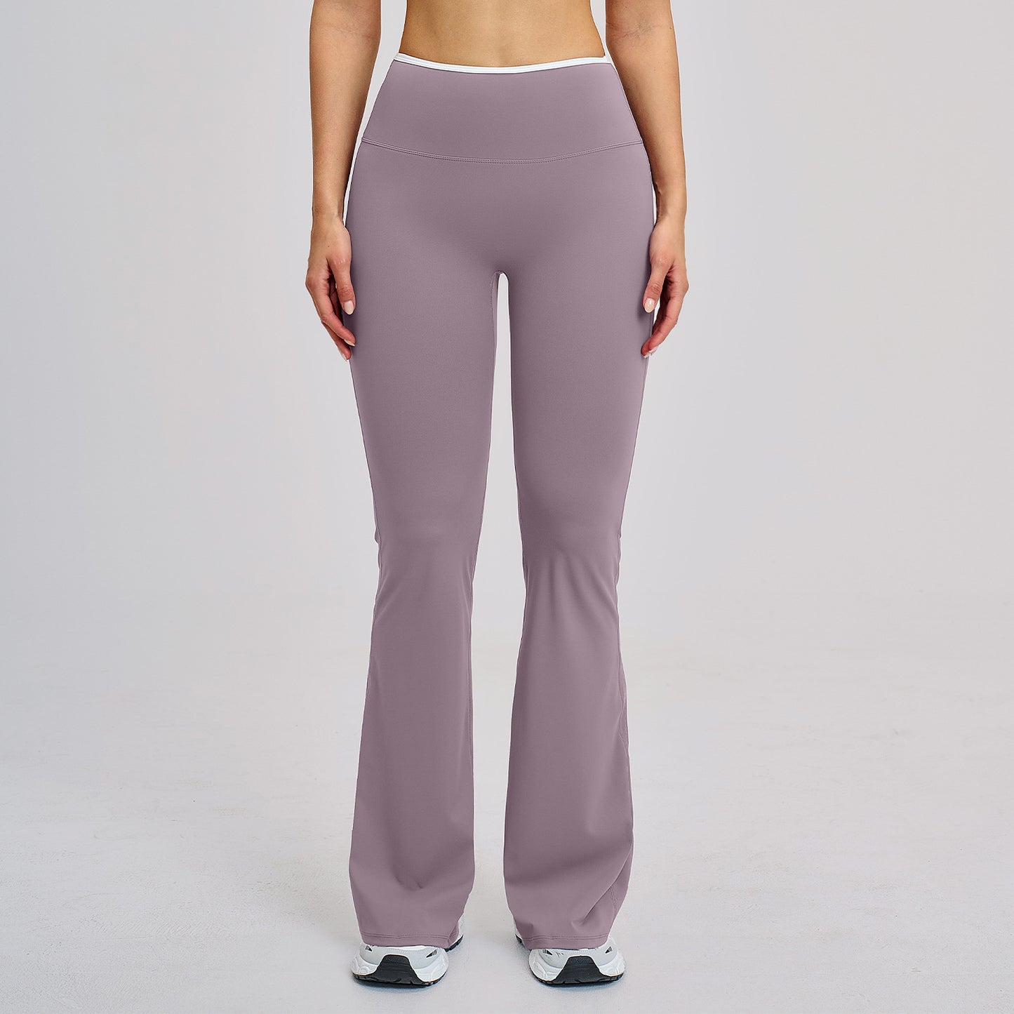 06/2025 Sports flared pants contrast color high waist quick-drying wide leg trousers sports running fitness flared pants 9238