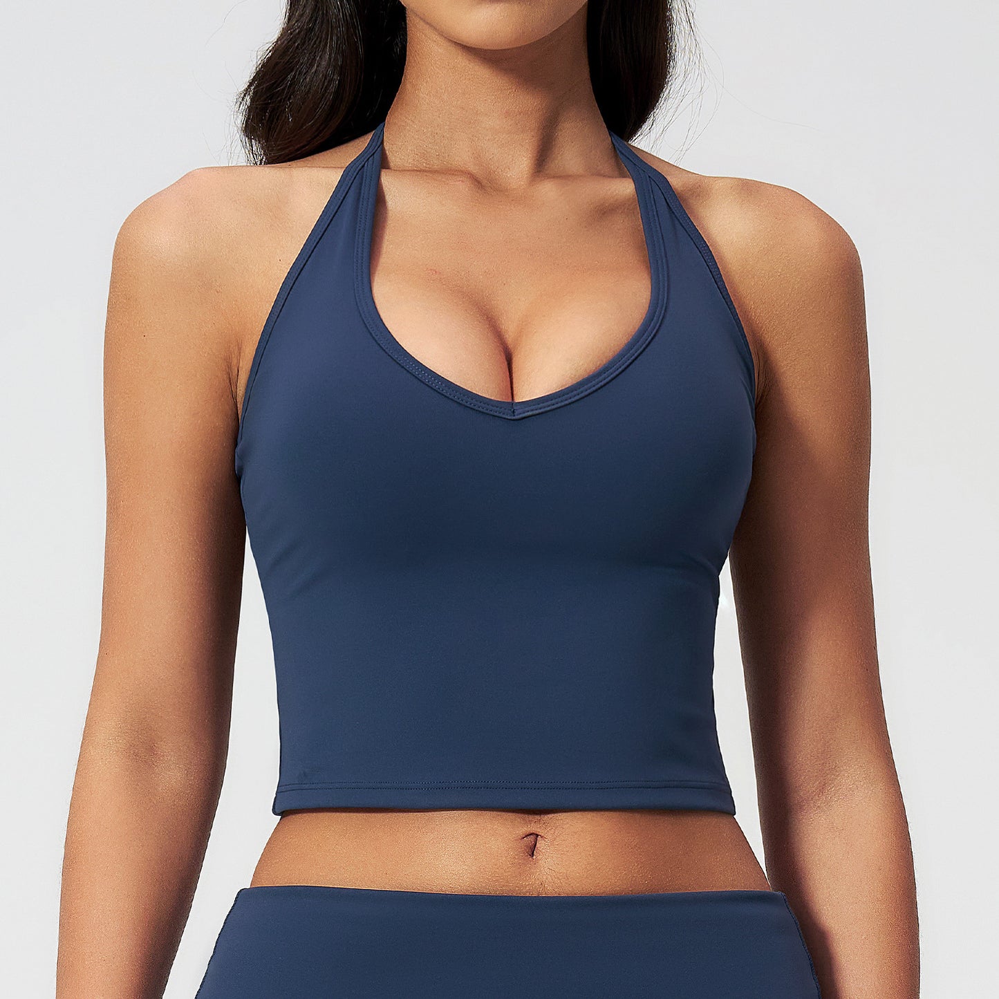 12/2025 Brushed Yoga V-neck Halter Neck Fitted Fashion Sports Vest Outdoor Running Sports Underwear 5529