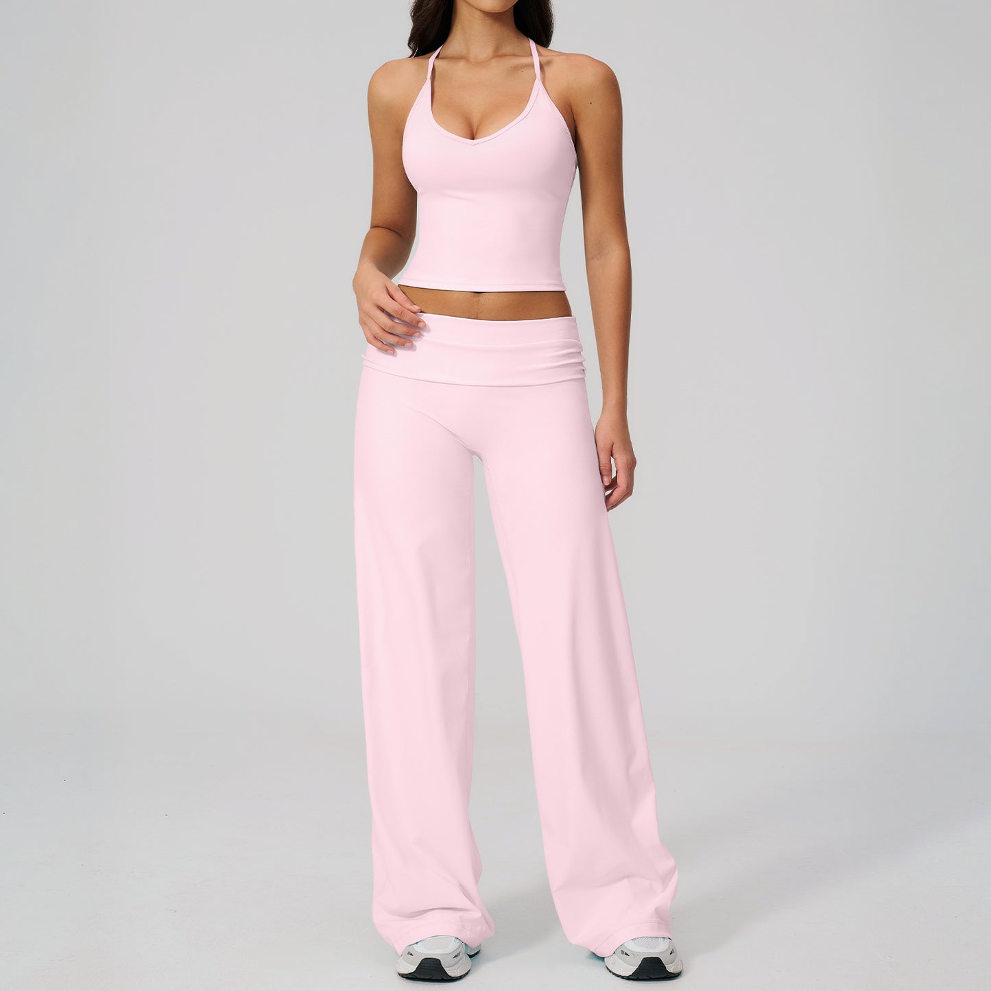 Wholesale Series 5558 Yoga Set | Fold-over Waistband Gym Outfit | fouregg