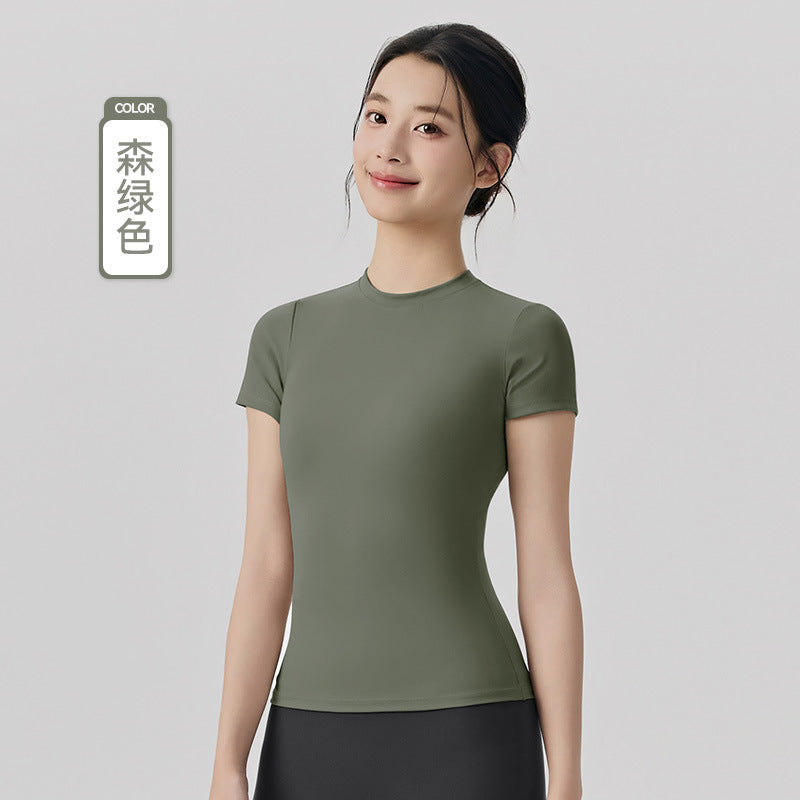 07/205 Top deportivo de yoga de manga corta, ajustado, adelgazante, para mujer, para fitness, para exteriores, pilates, correr y entrenar, primavera/verano