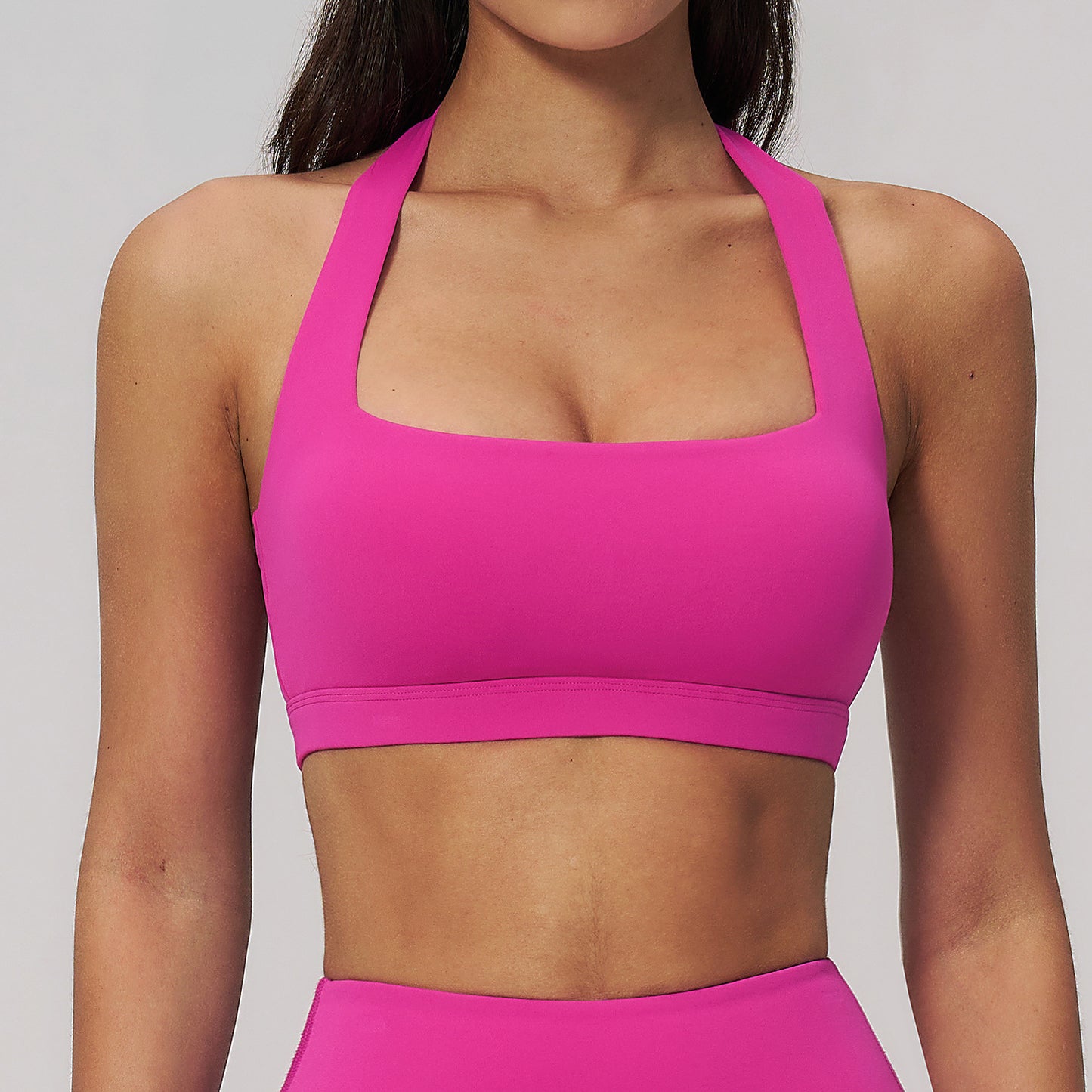 06/2025 Summer halter neck cloud sense yoga bra hollow beautiful back yoga clothes running fitness high strength sports underwear 3091