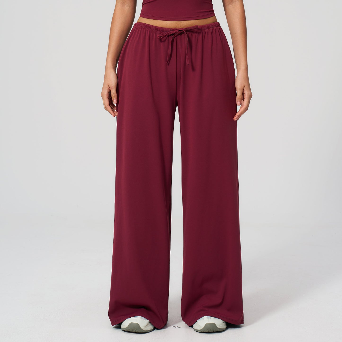 05/2025 Pantalones drapeados de pernera ancha con lijado, pantalones informales holgados para mujer, deporte, fitness, con cordón elástico, modelo 3058